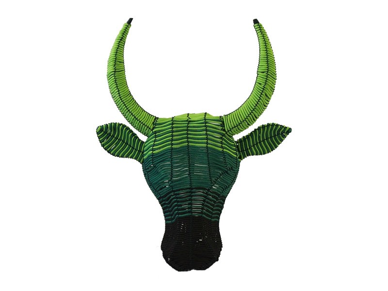 Small Rope Bull Head Wall Hanging Green Ombre Small Rope Bull Head Wall Hanging Green Ombre